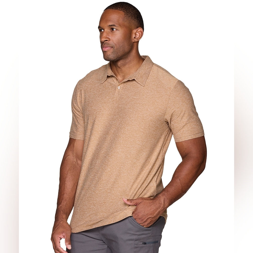 NWT Stylus Men’s Short Sleeve Polo Shirt - Size XL - Heathered Copper/Tan